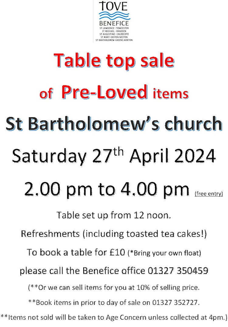 Table top Sale St Bartholomew's Greens Norton