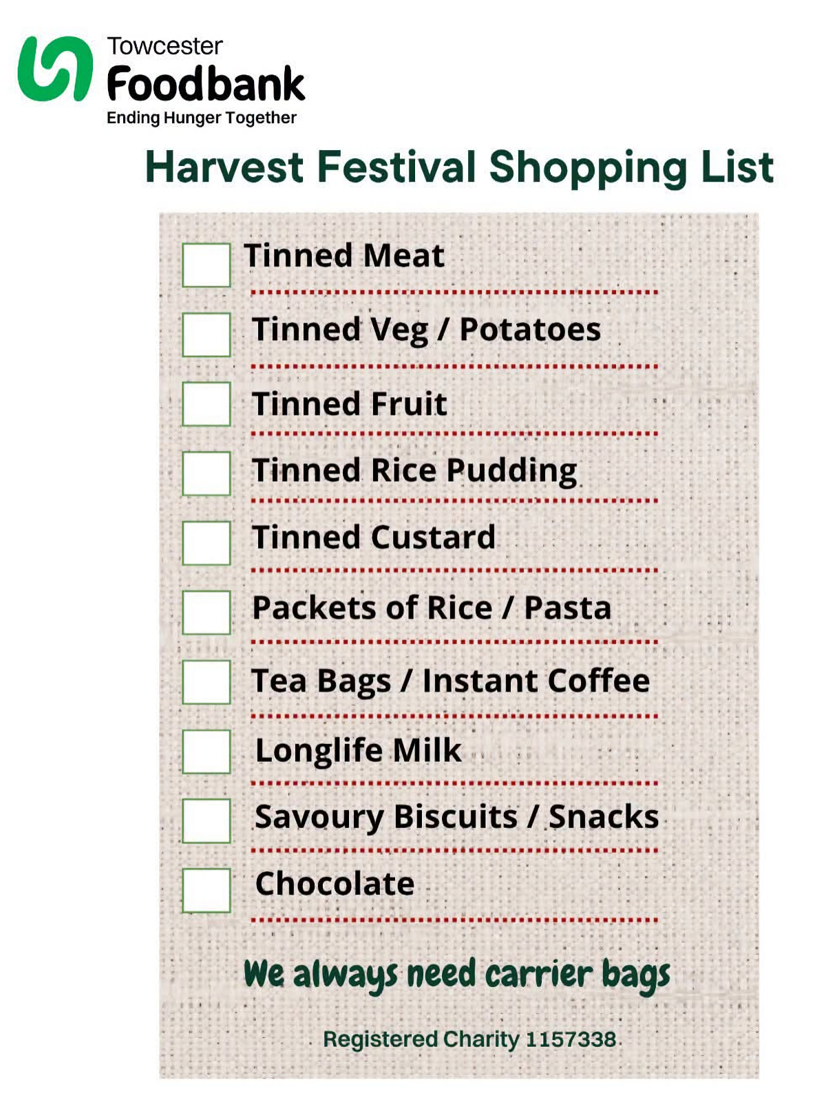 Towcester Harvest Festivals - Foodbank