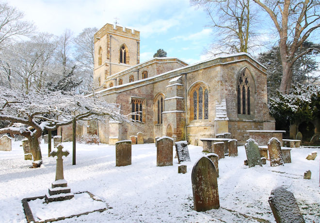 St Mary's Easton Neston in the Snow